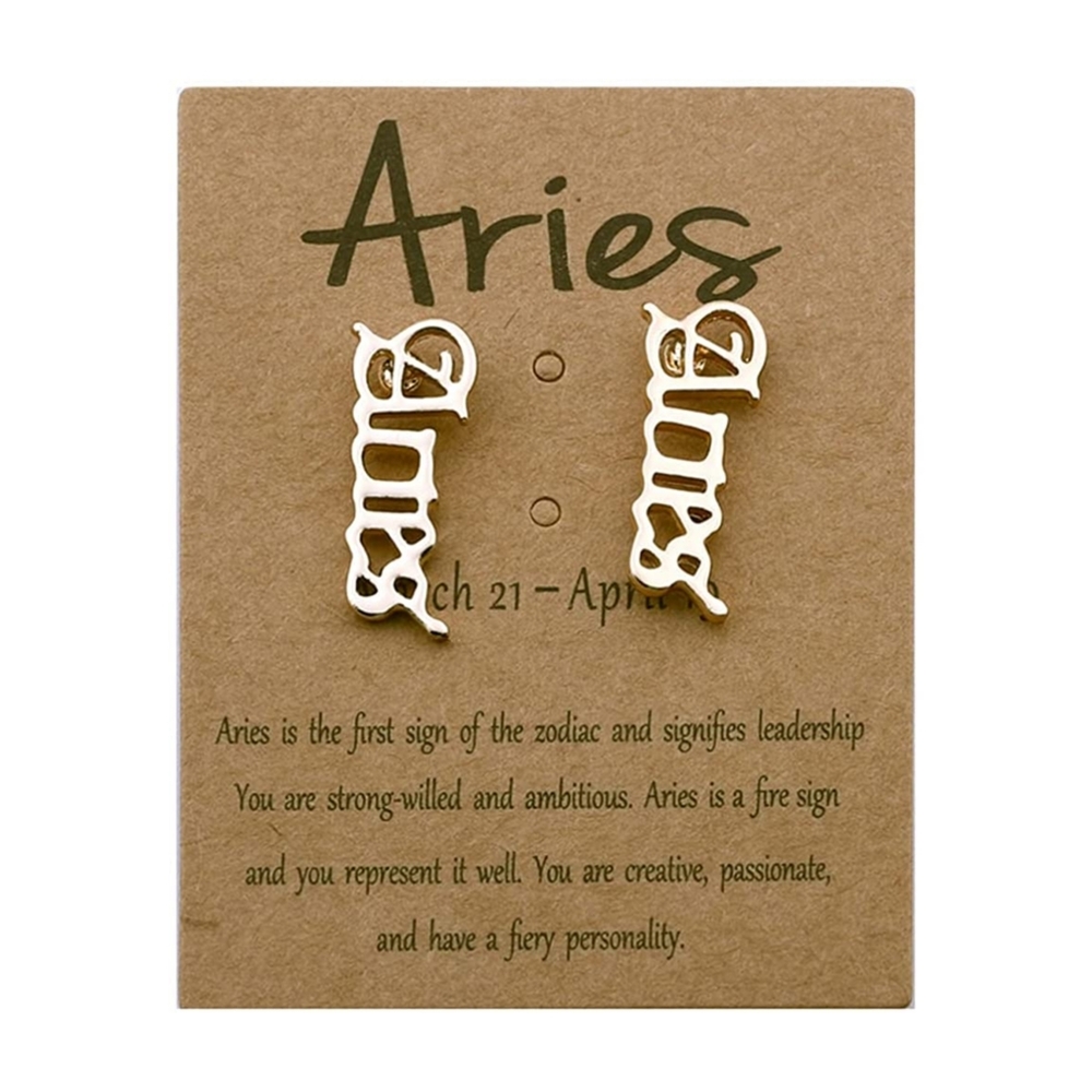 18K Gold Plated Aries Zodiac/ Astrology Stud Earrings
